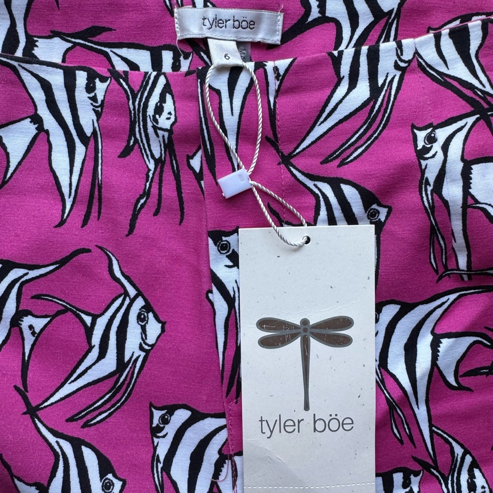 NWT Tyler Boe Pink and White Fish Pants Leggings 6 New $178 - Picture 2 of 7